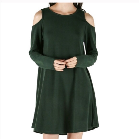 Love Riche Dresses & Skirts - Deep Green Cold Shoulder Dress Size M